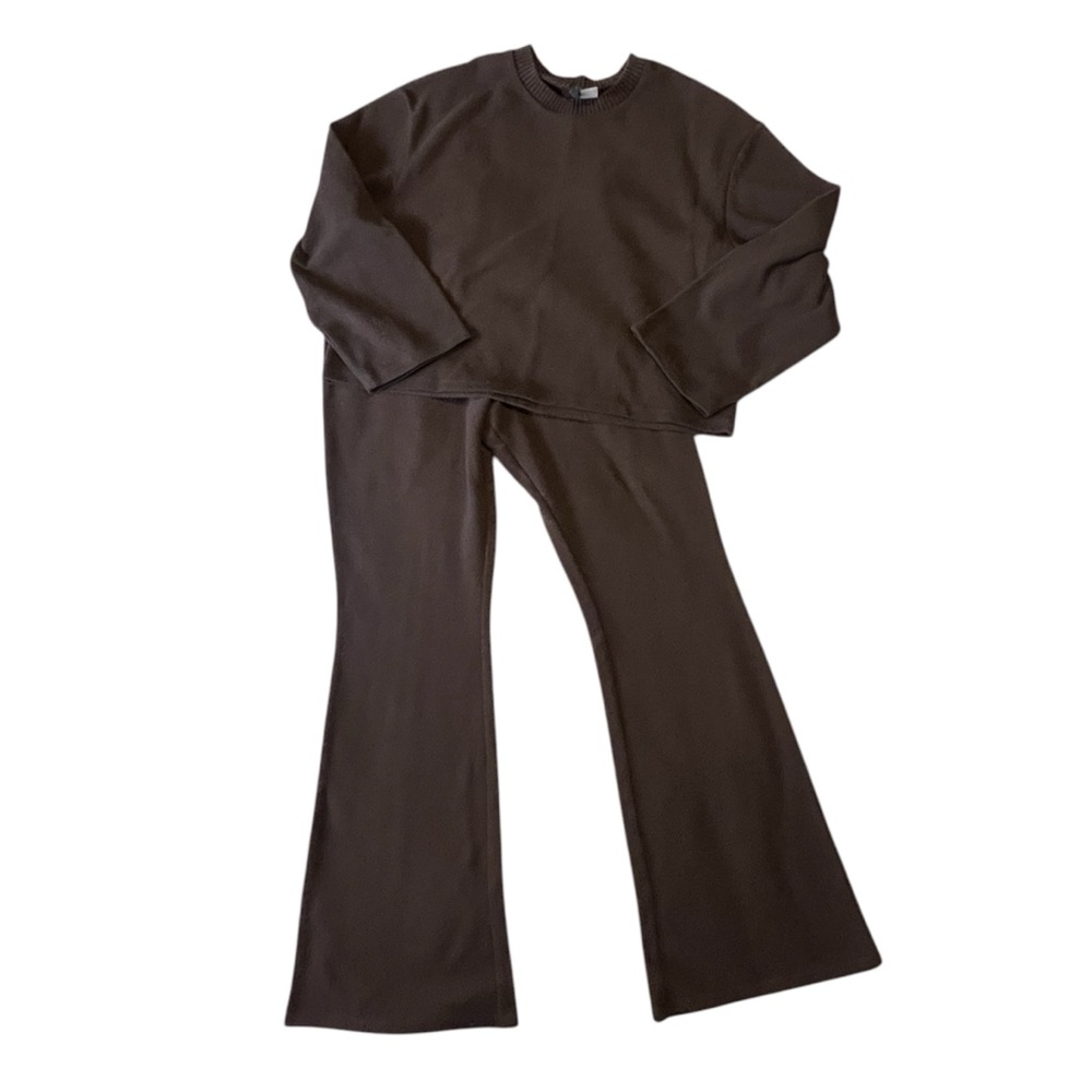H&M Divided Brown Knit Flare Pants Set M